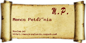 Mencs Petúnia névjegykártya